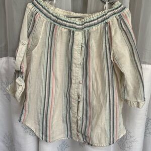 Love Potion Off-Shoulder Blouse with Stripes